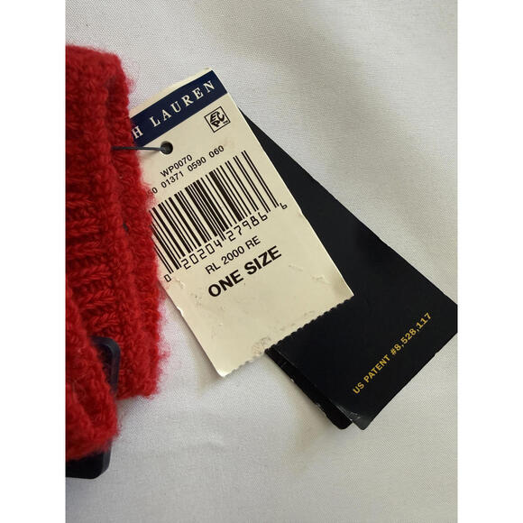 POLO RALPH LAUREN Red Knit Hat + Gloves Set, ONE SIZE, Smartphone Fingertips - Picture 6 of 7